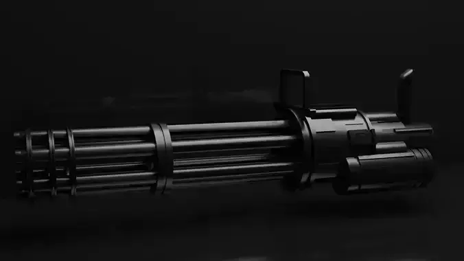 Animated Minigun Low-Poly GAMEREADY Low-poly 3D model