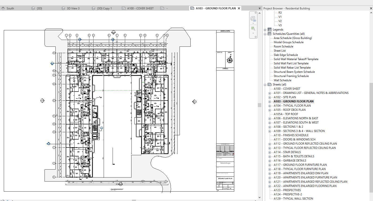 Residential Building in Detailed Revit 3D Model Low-poly 3D model_9