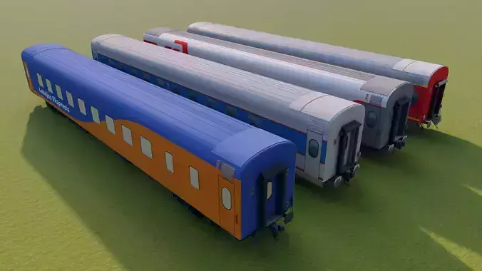 61-4462 Wagons with four liveries Low-poly 3D model
