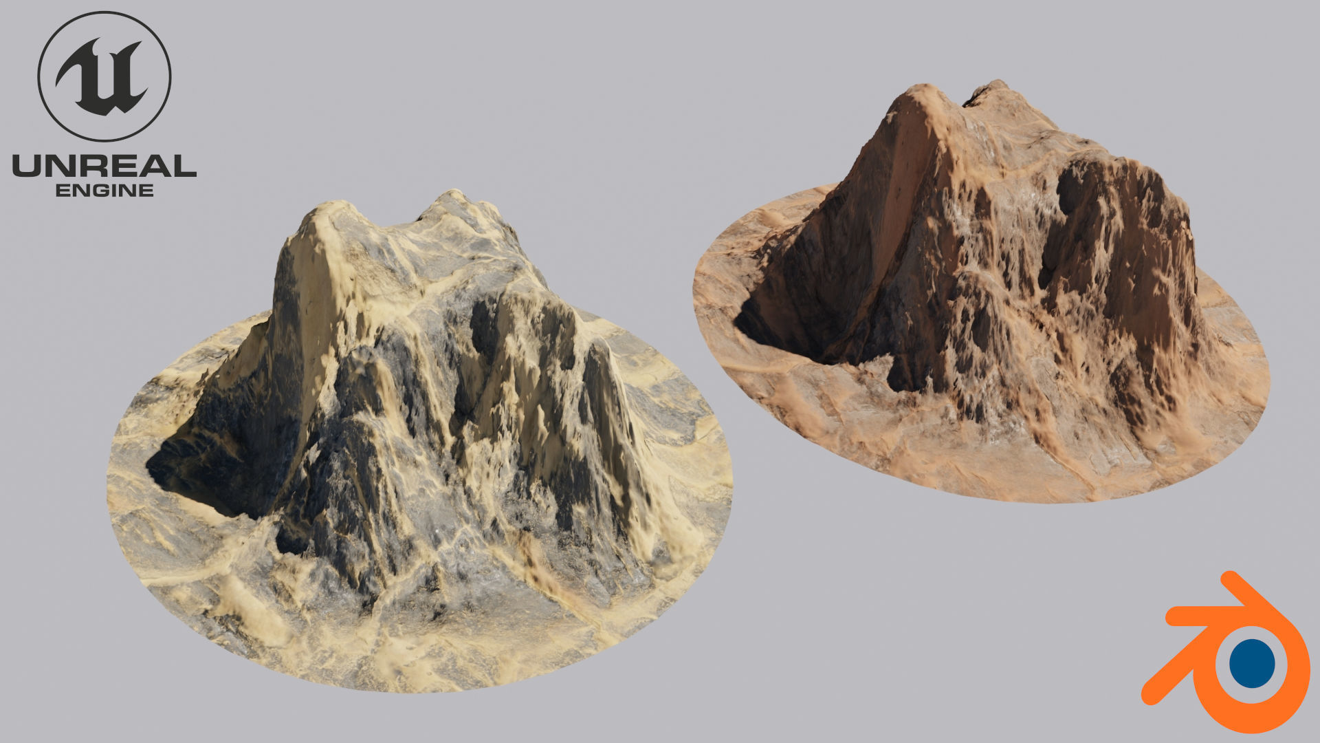 Desert rocks 4-8K Low-poly 3D model_1