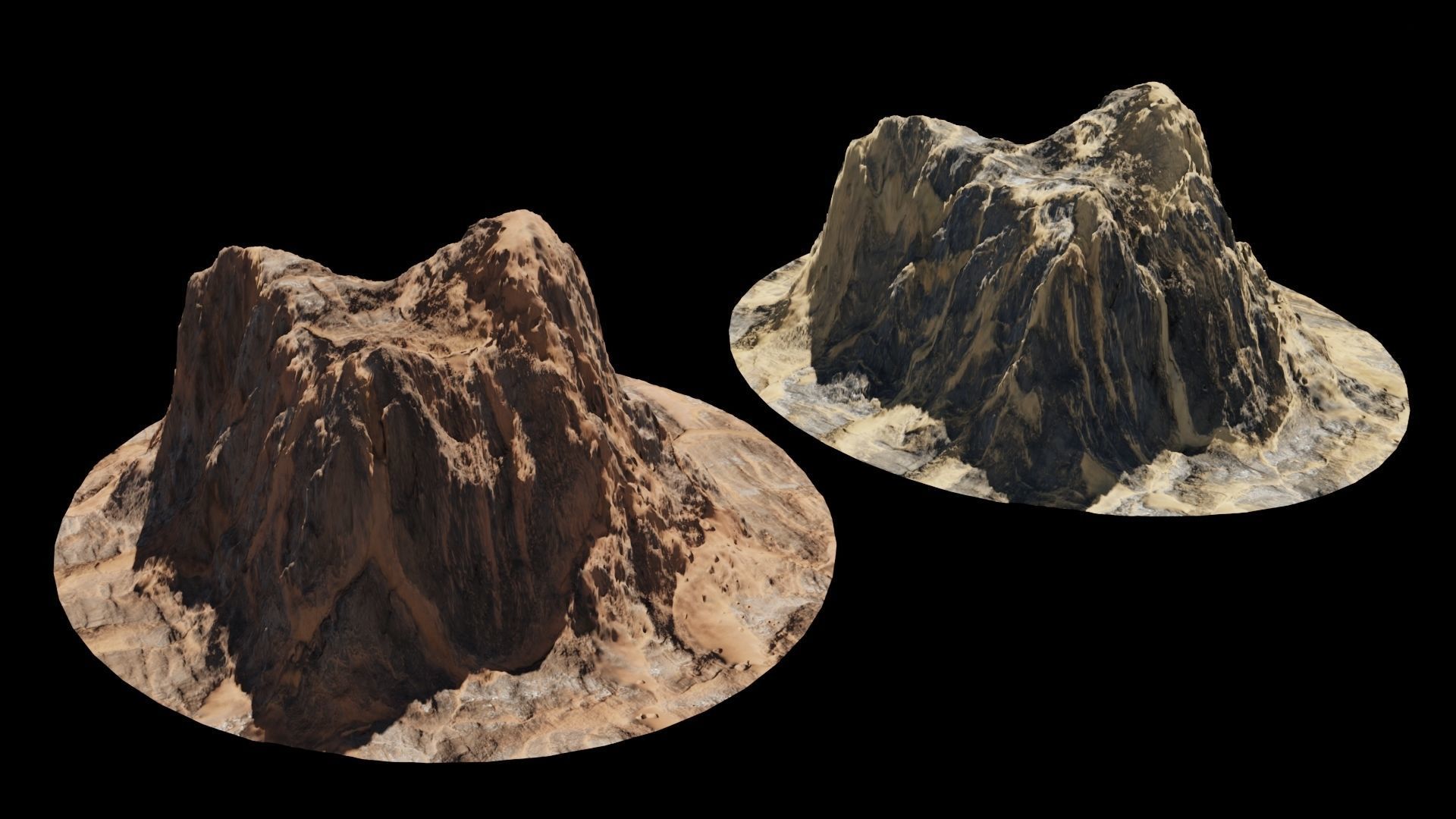 Desert rocks 4-8K Low-poly 3D model_2