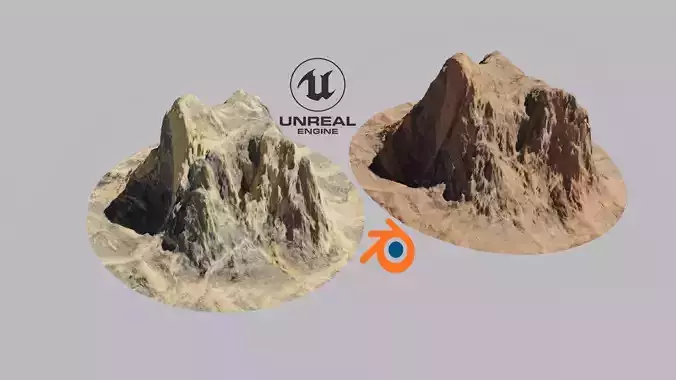 Desert rocks 4-8K Low-poly 3D model