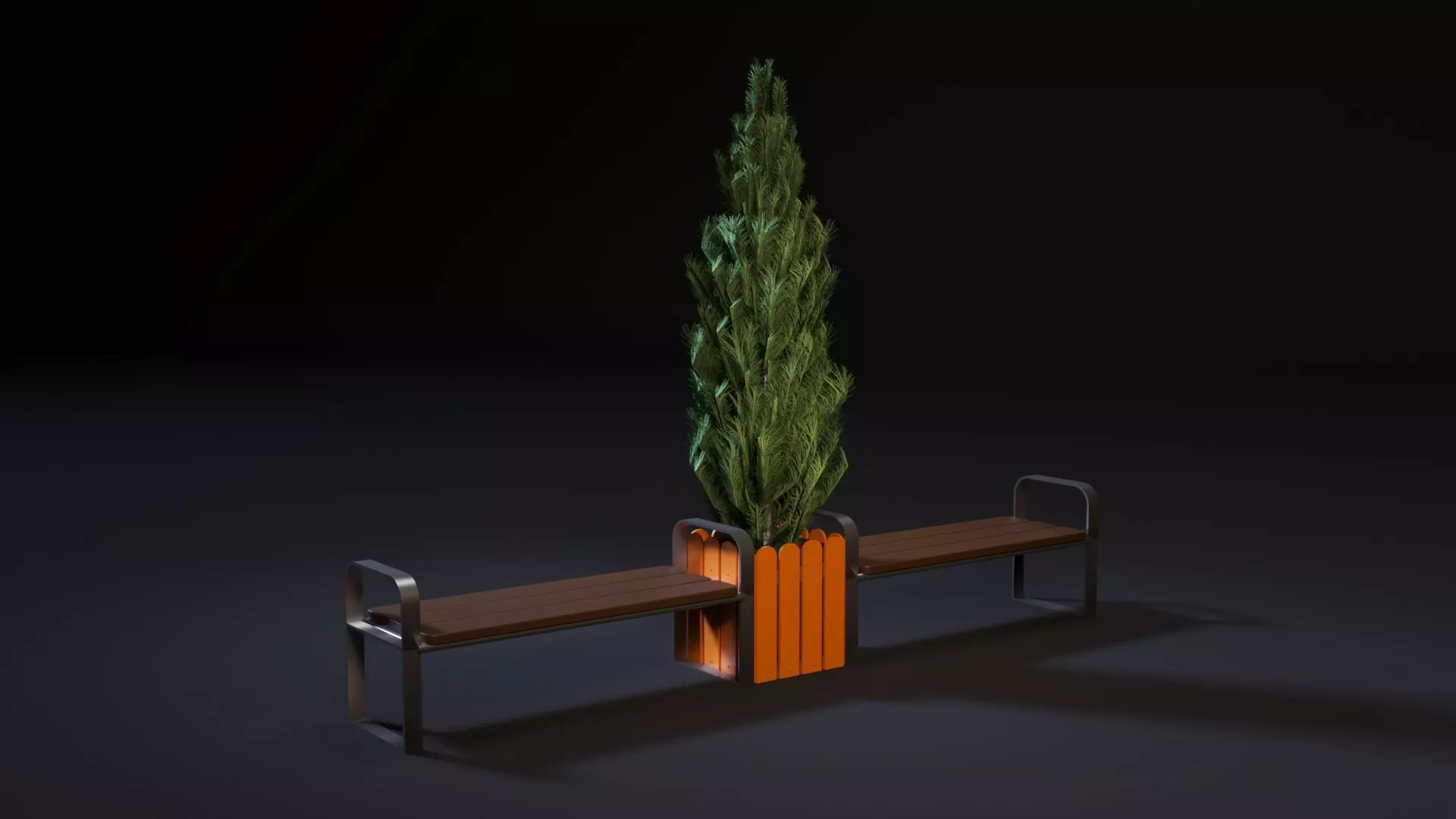 Bench with potted plant 3D model