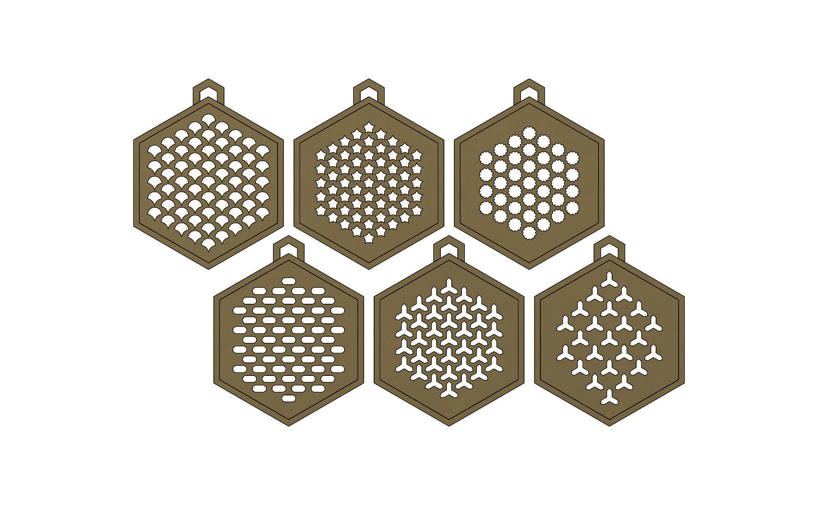 32 Hexagonal pattern pendants with a variation of meshs  3D print model_12