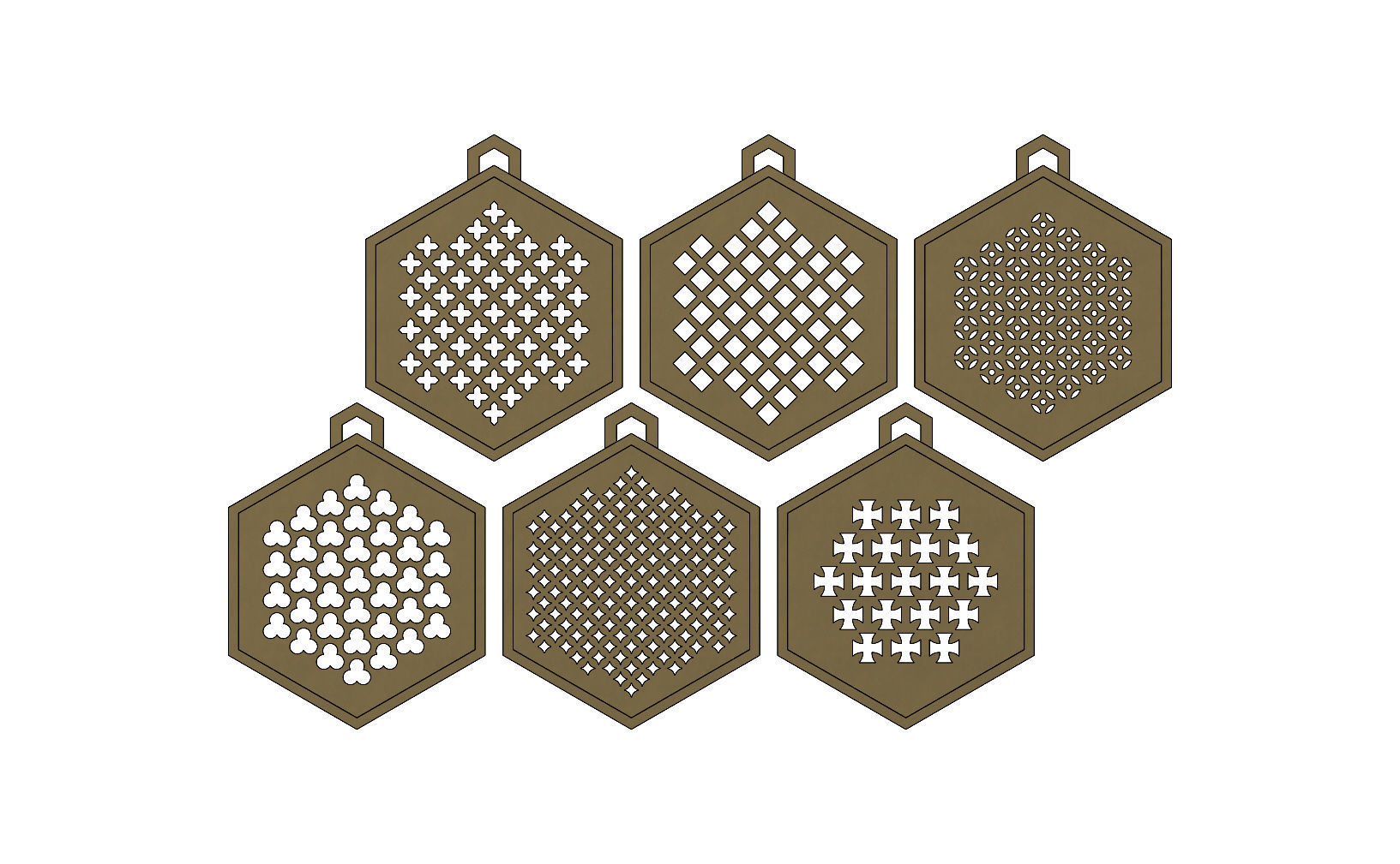 32 Hexagonal pattern pendants with a variation of meshs  3D print model_7