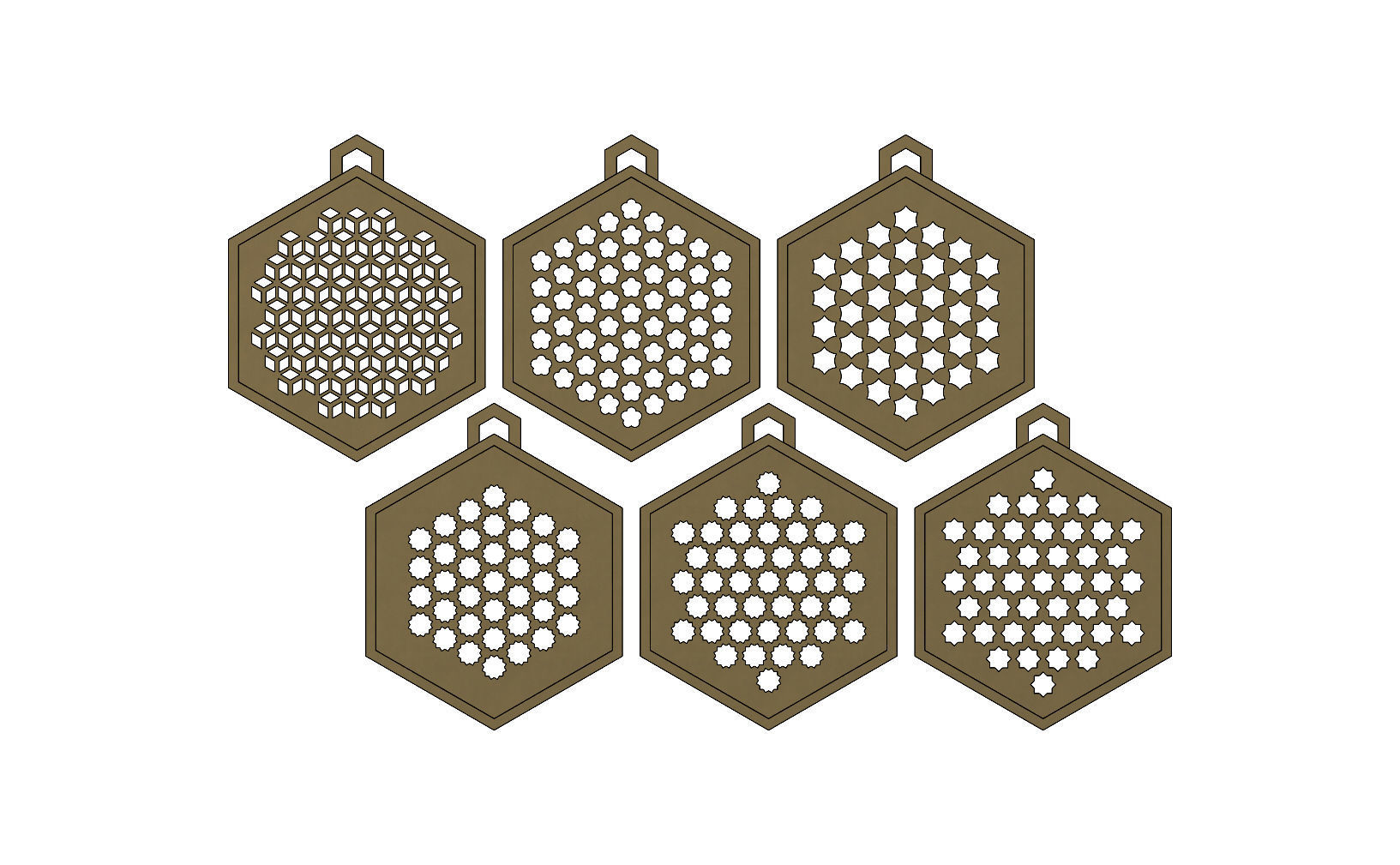 32 Hexagonal pattern pendants with a variation of meshs  3D print model_10