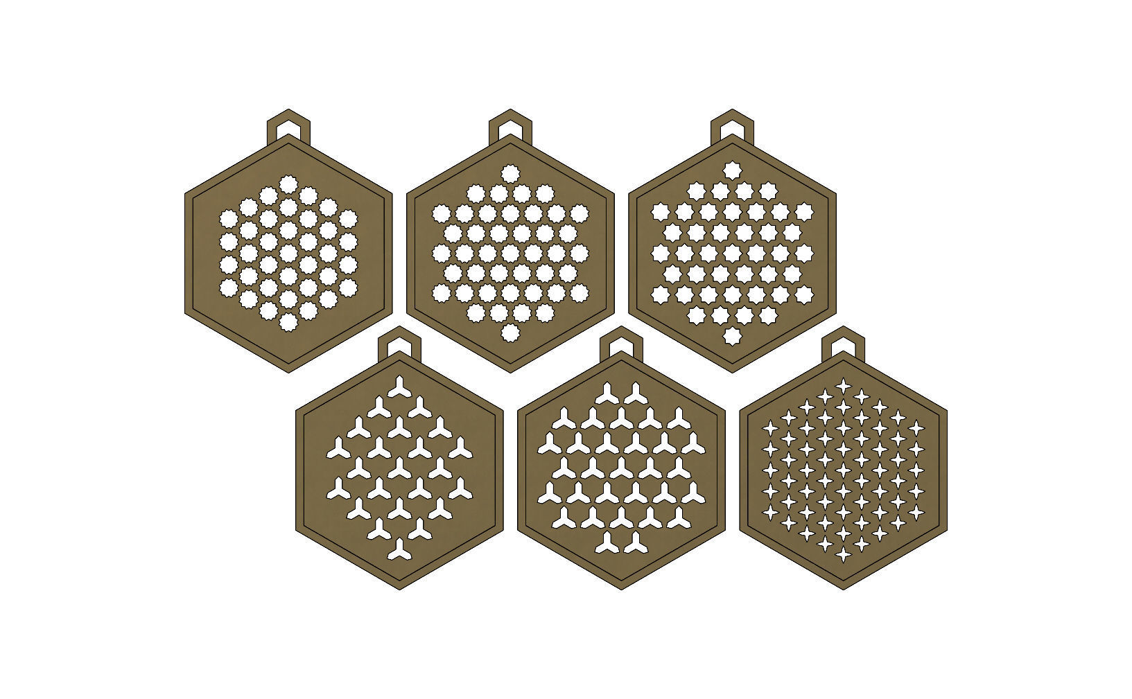 32 Hexagonal pattern pendants with a variation of meshs  3D print model_13