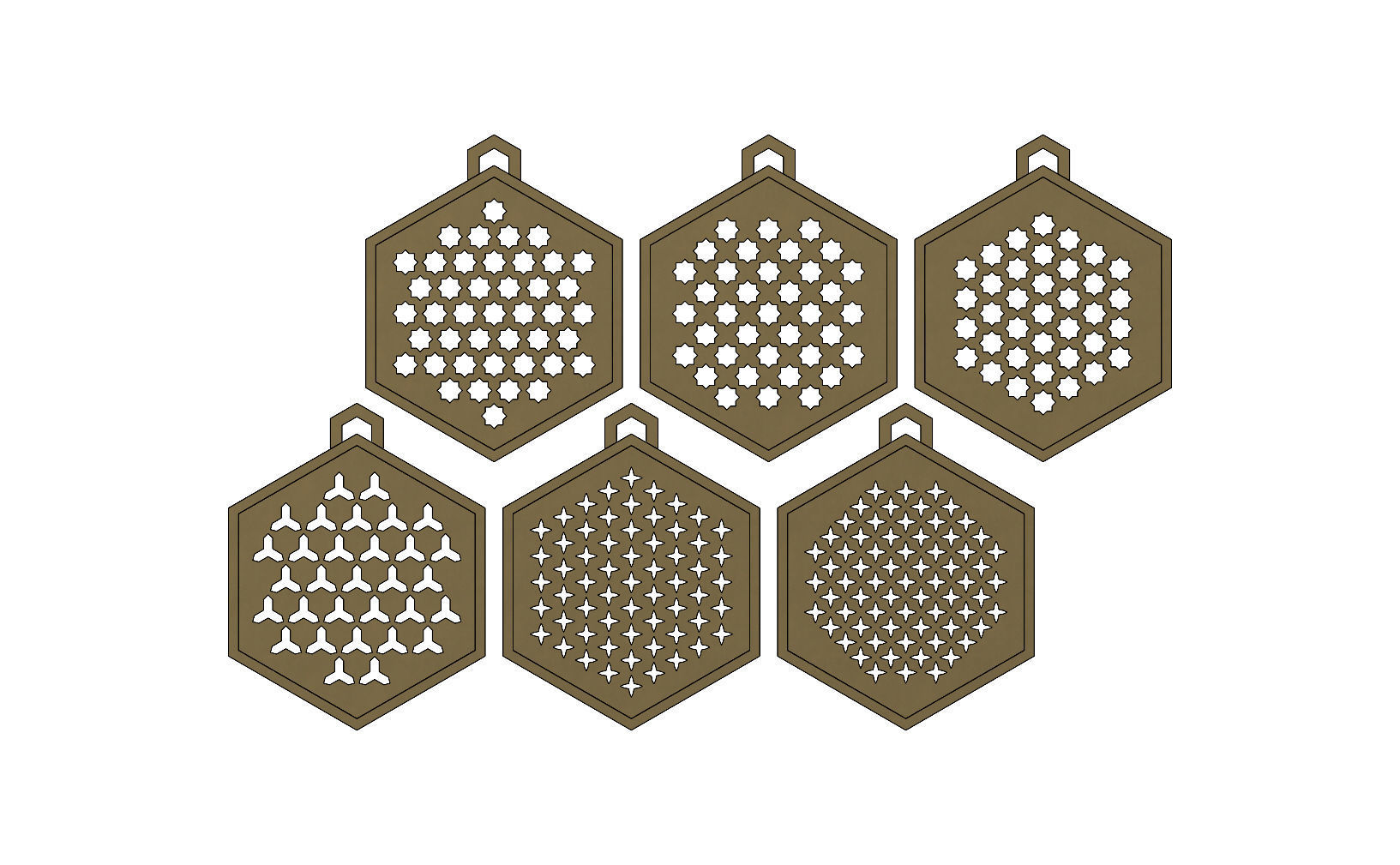 32 Hexagonal pattern pendants with a variation of meshs  3D print model_14