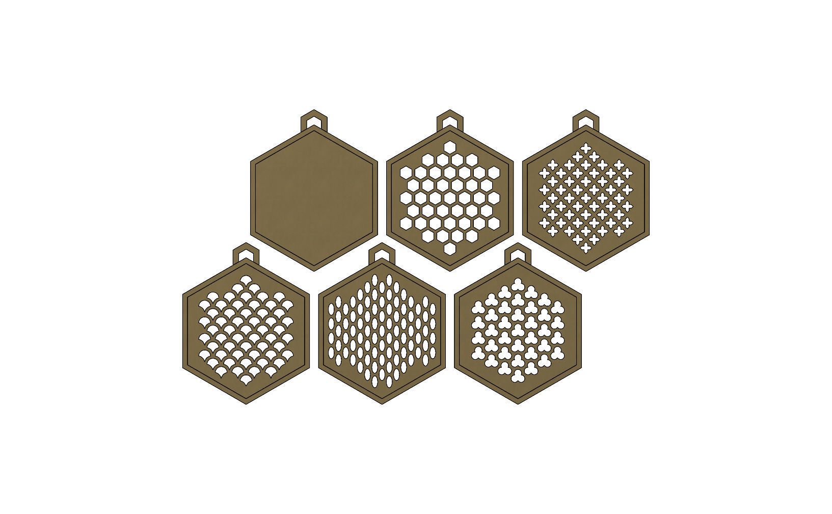 32 Hexagonal pattern pendants with a variation of meshs  3D print model_6