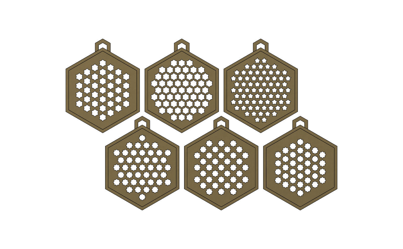 32 Hexagonal pattern pendants with a variation of meshs  3D print model_9