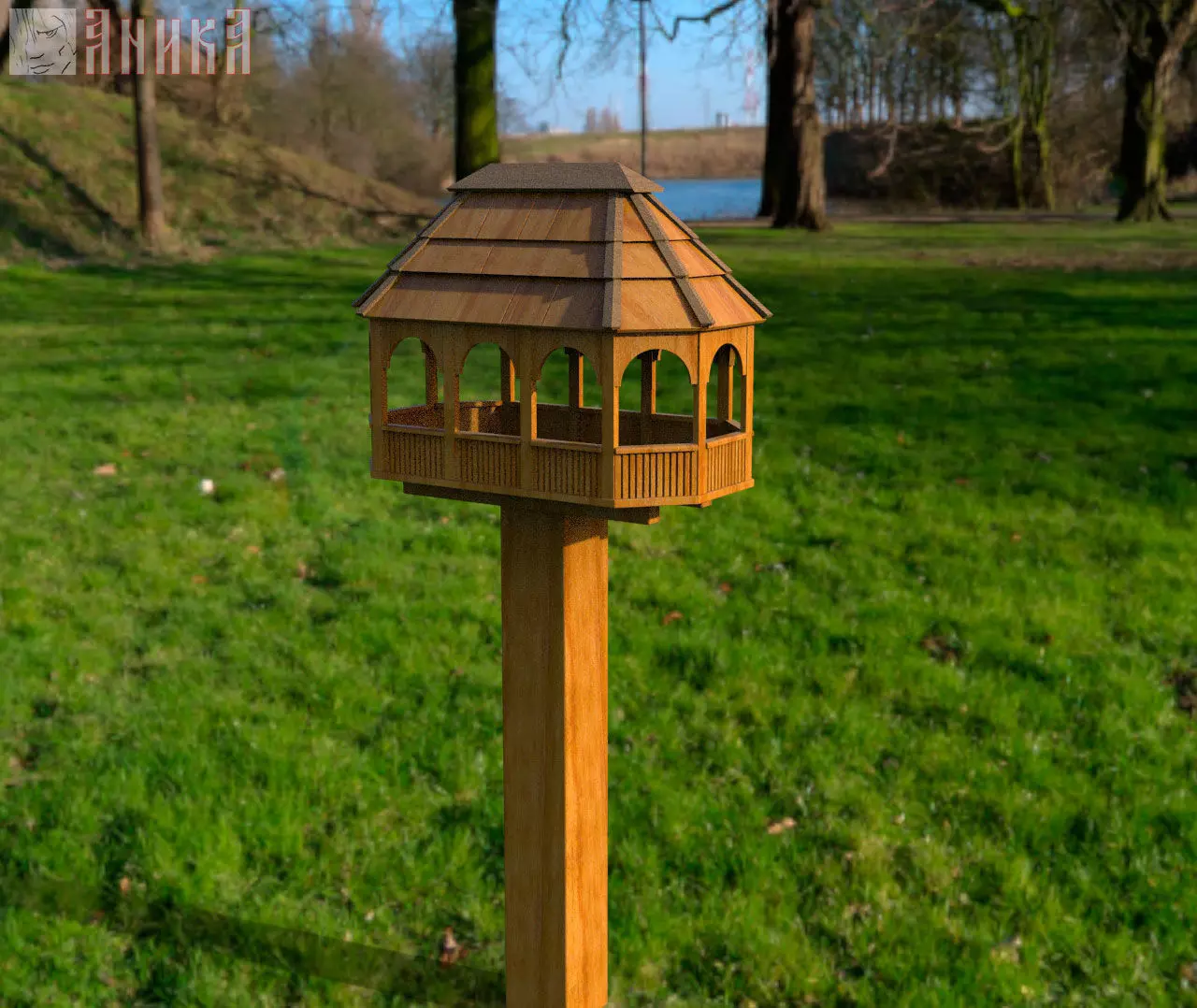 Bird feeder Low-poly 3D model
