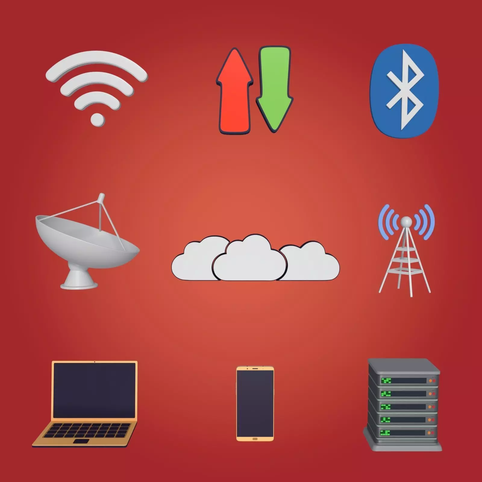 Network Connections Signs Low-poly 3D model_0