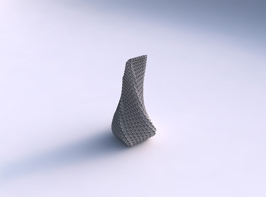 Vase twisted top bent quadratic 2 with bent extruded pattern 3D print model_5