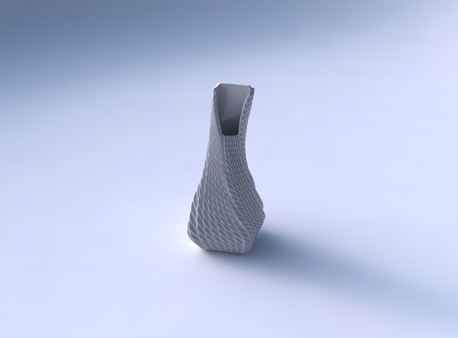Vase twisted top bent quadratic 2 with bent extruded pattern 3D print model_3