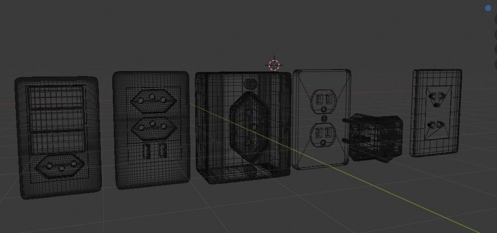 6 wall outlets 3D model_4