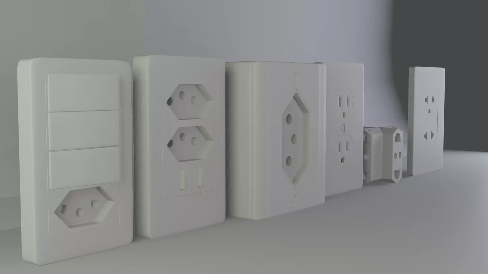 6 wall outlets 3D model_0