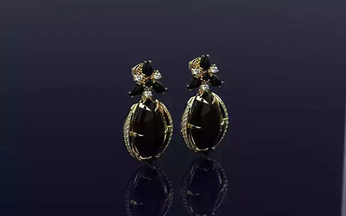 Earring Fusion Flowers Gems - Jewelry 3D - BR-09 3D print model