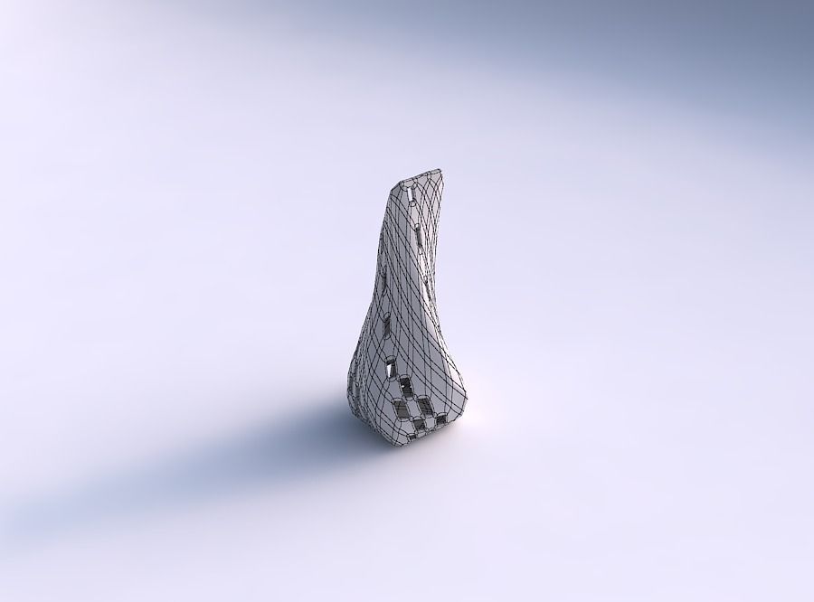Vase twisted top bent quadratic 2 with checker grid lattice 3 3D print model_5