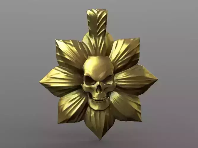 Flower skull pendant 1