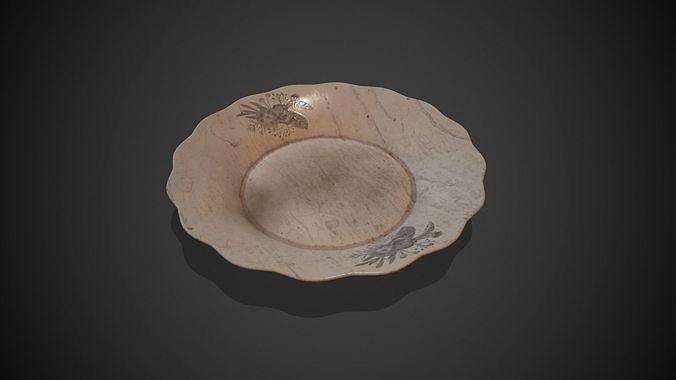Dirty Crack Porcelain Plate Low-poly 3D model