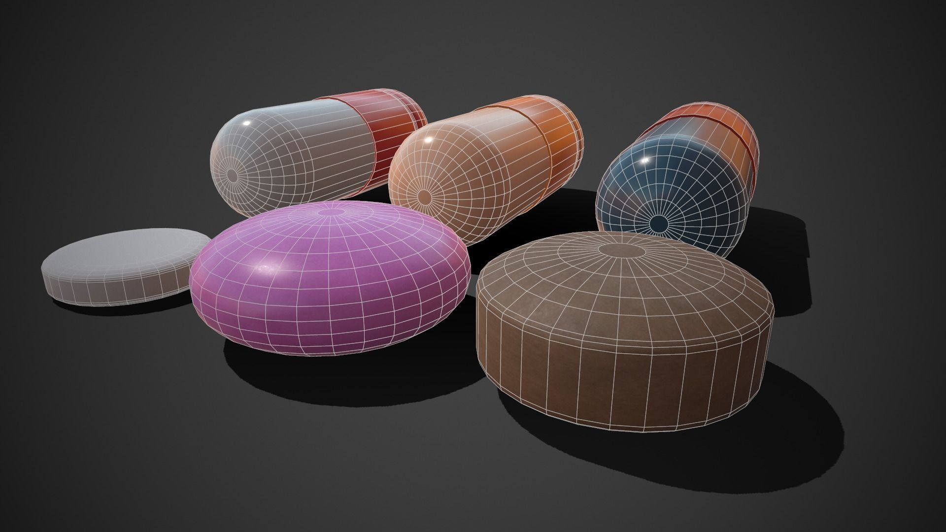 Medical Pills Low-poly 3D model_7