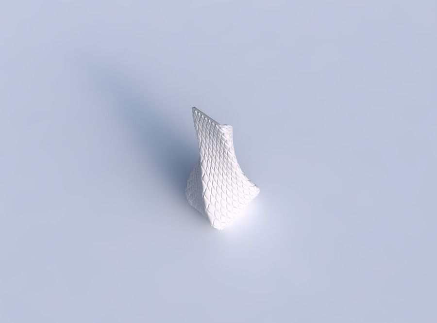 Vase twisted top bent quadratic 2 with diagonal grid bulges 3D print model_1