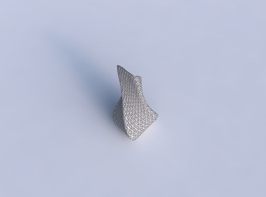 Vase twisted top bent quadratic 2 with diagonal grid bulges 3D print model_6