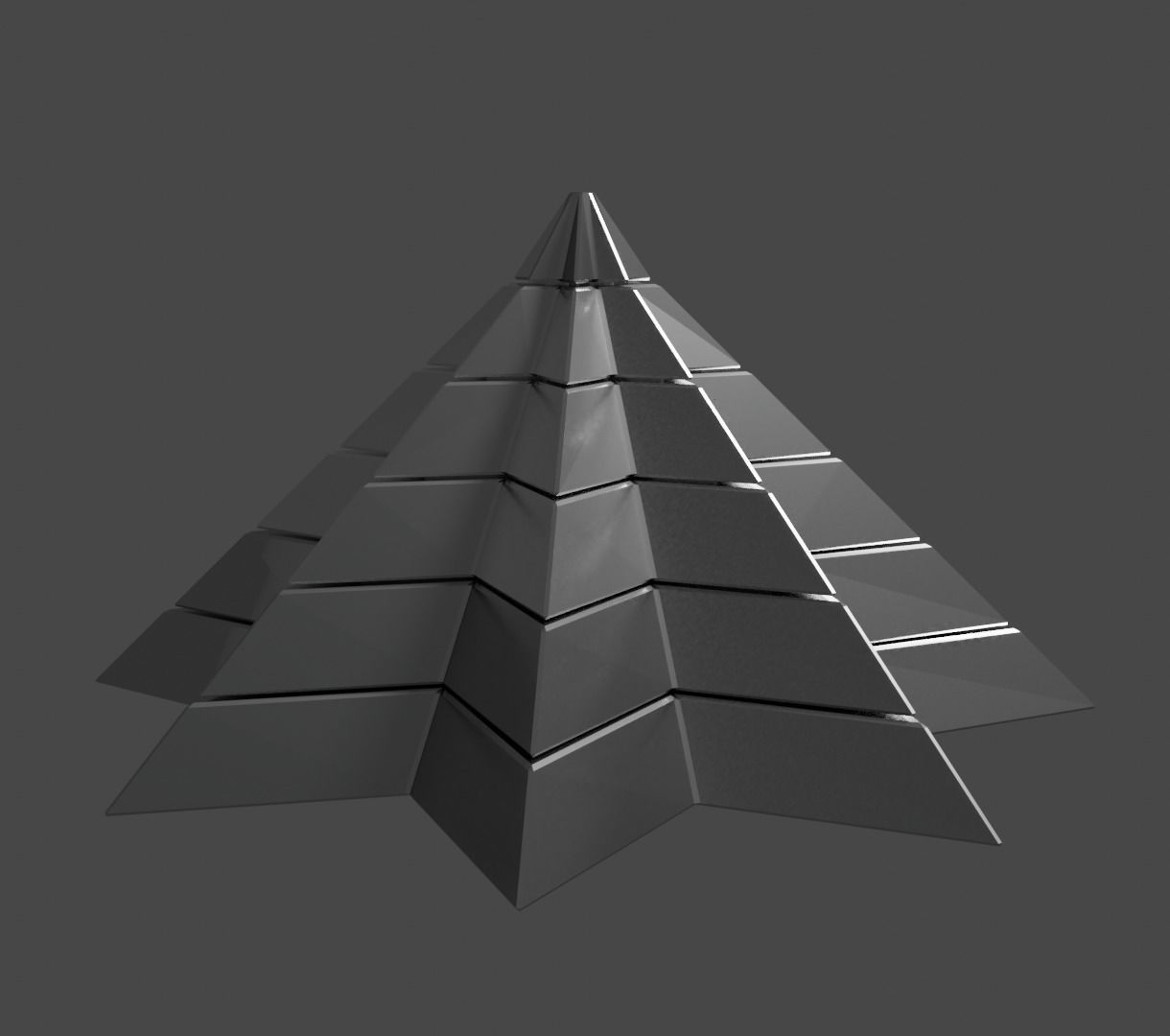 Iron Pyramidal Structure 8 Corners Little Interstices Beveled Low-poly 3D model_4