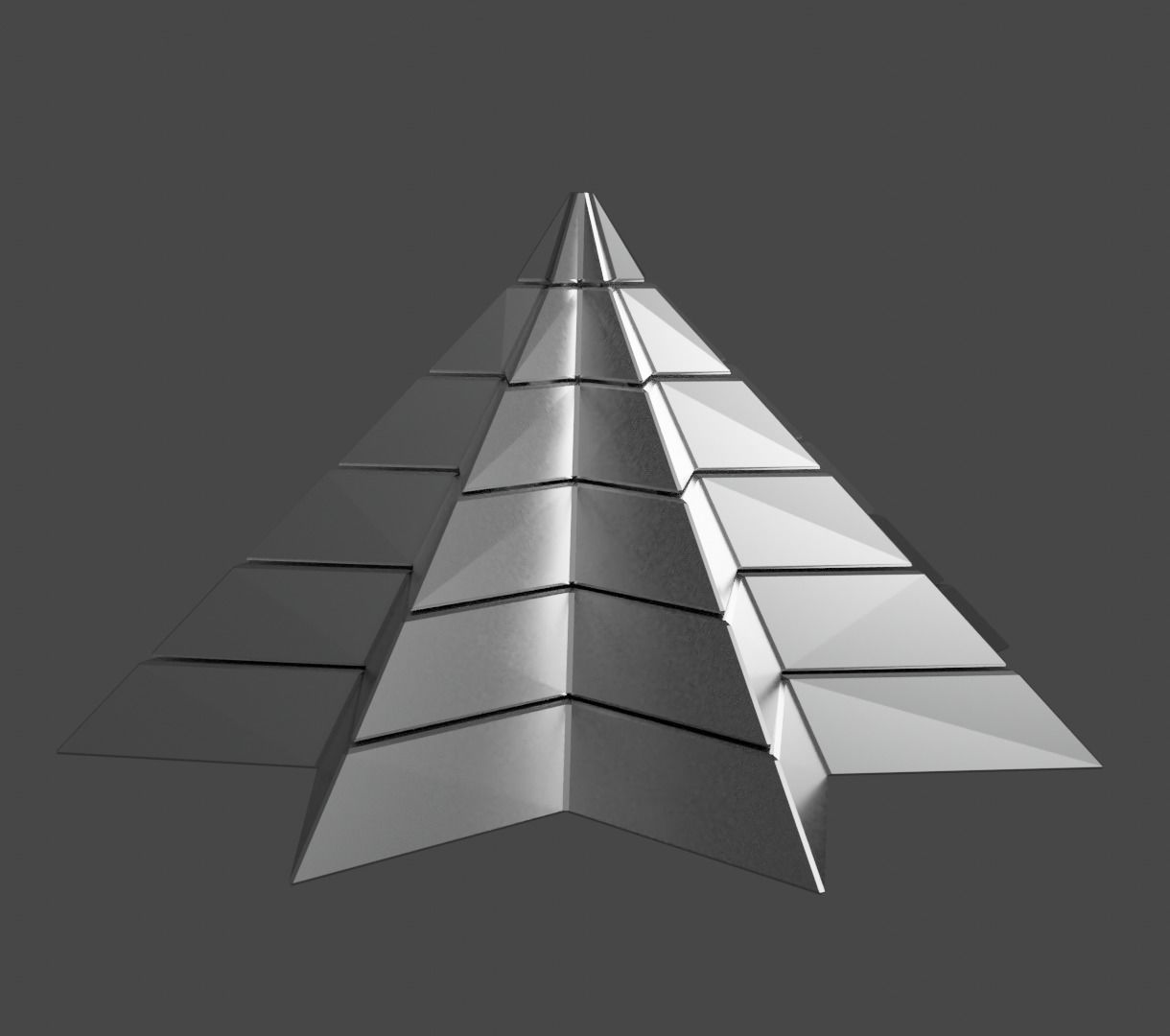 Iron Pyramidal Structure 8 Corners Little Interstices Beveled Low-poly 3D model_2