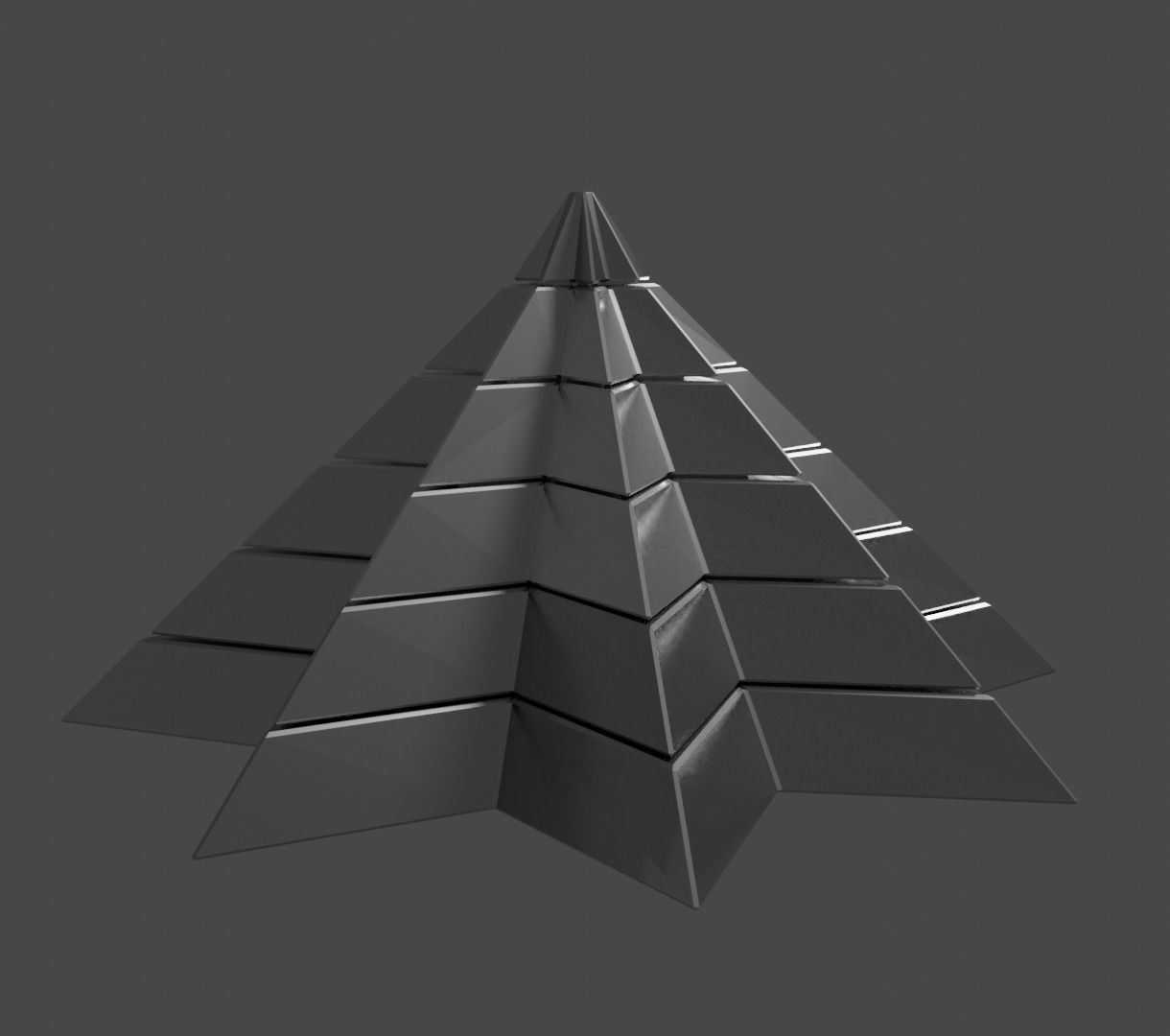 Iron Pyramidal Structure 8 Corners Little Interstices Beveled Low-poly 3D model_5