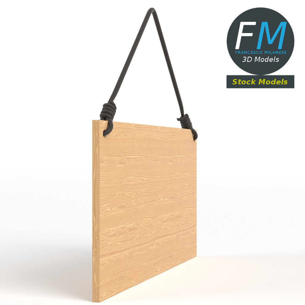 Hanging wooden sign 3D model_4