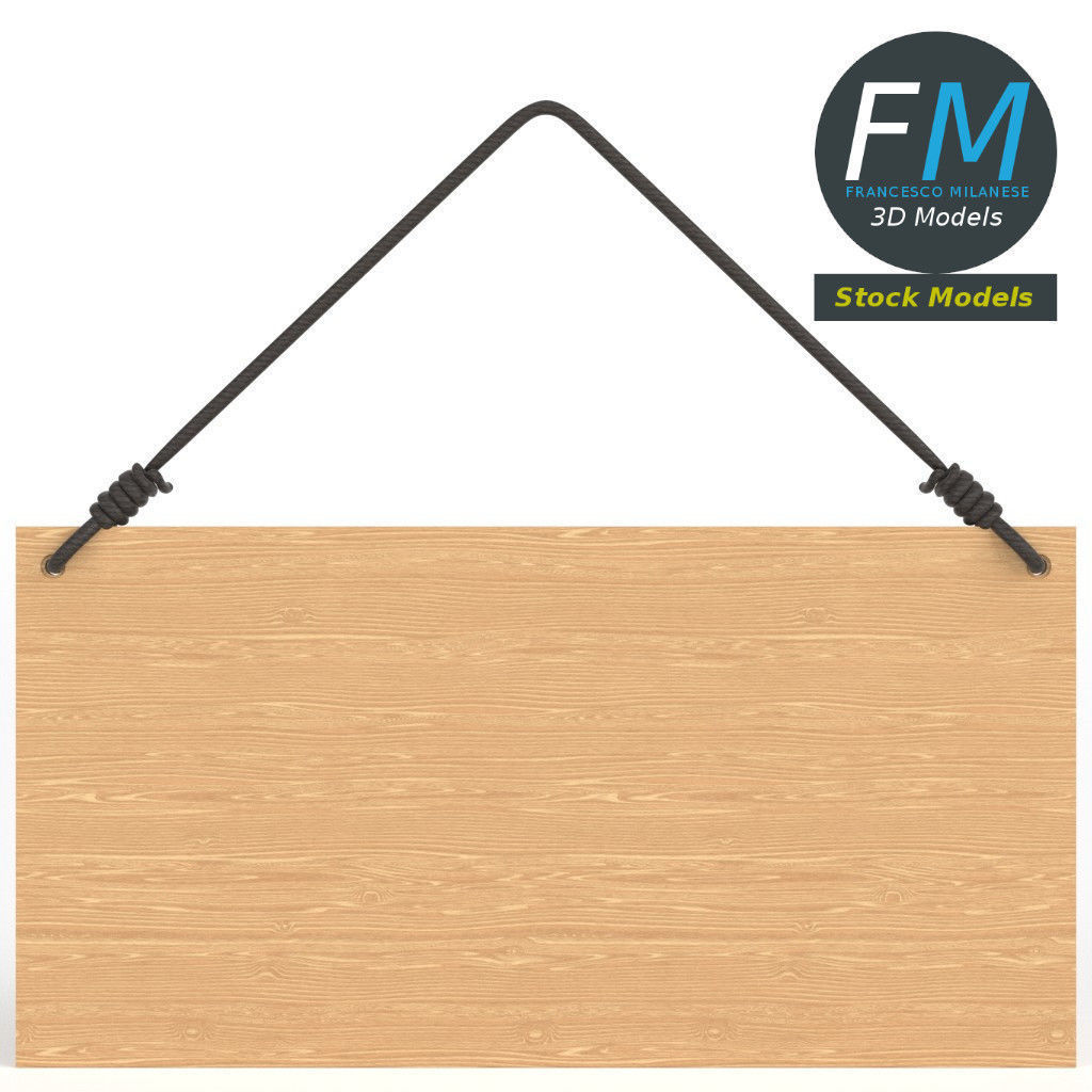 Hanging wooden sign 3D model_3