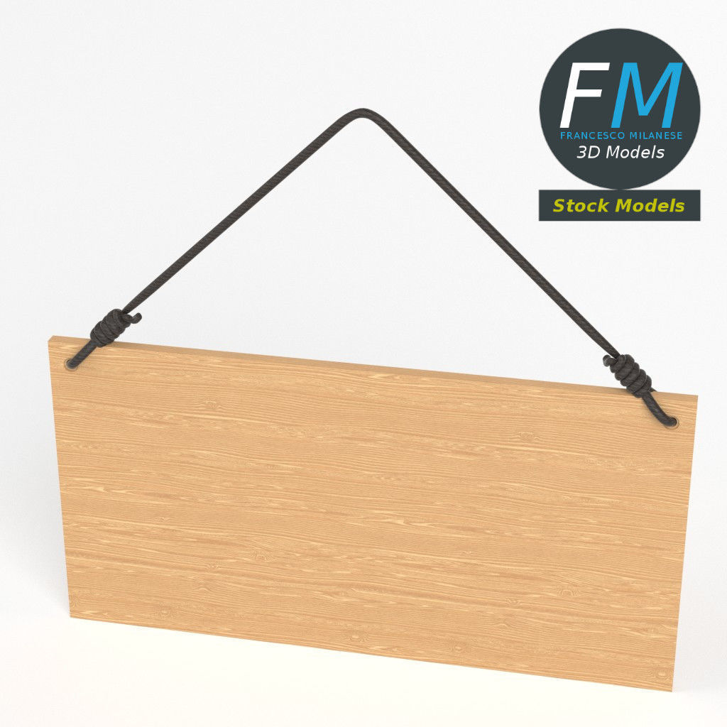 Hanging wooden sign 3D model_2