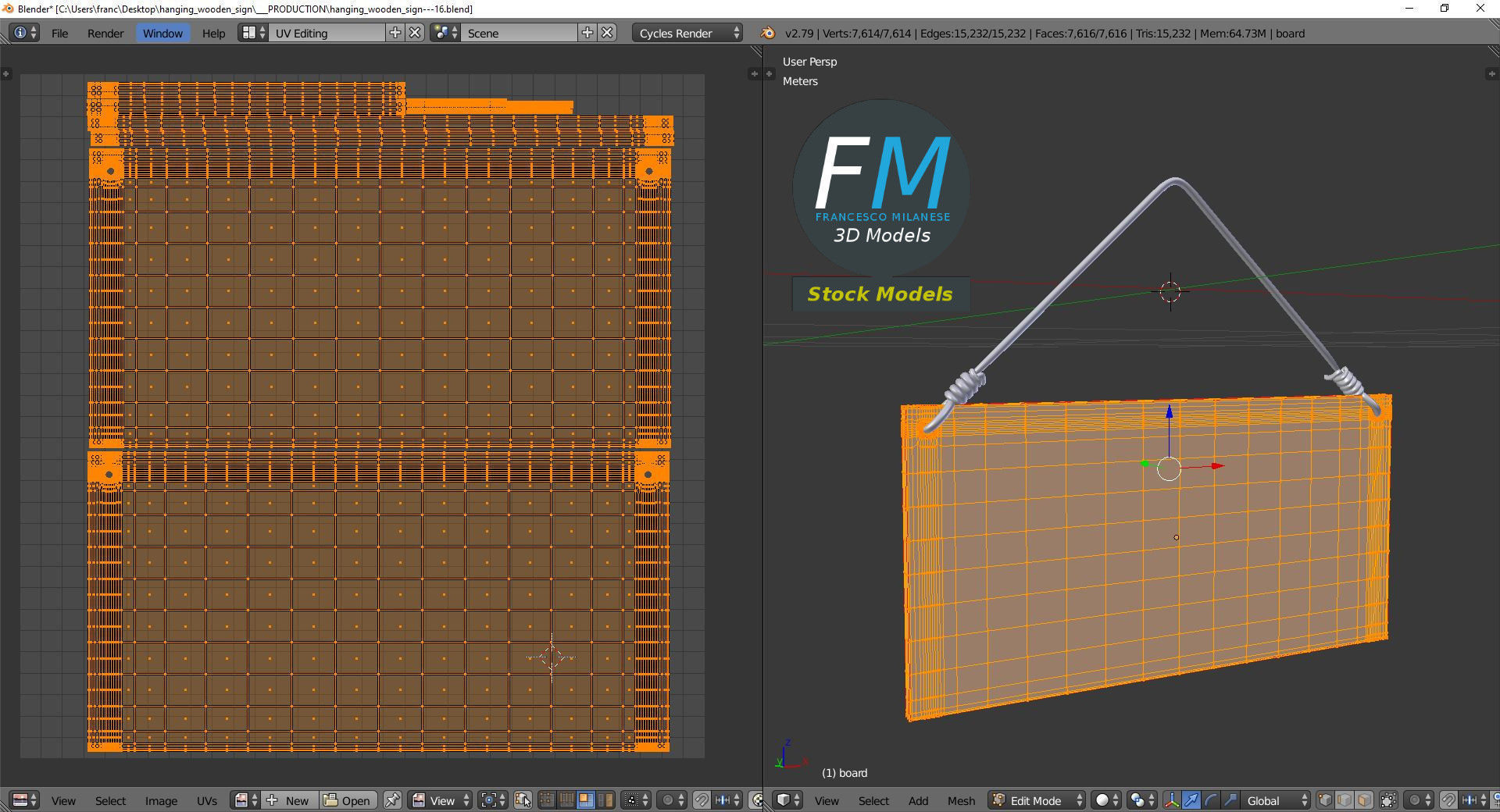 Hanging wooden sign 3D model_10
