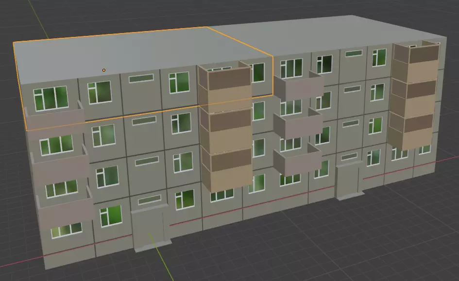 khrushchevka apartment building with windows and balconies Free 3D model_0