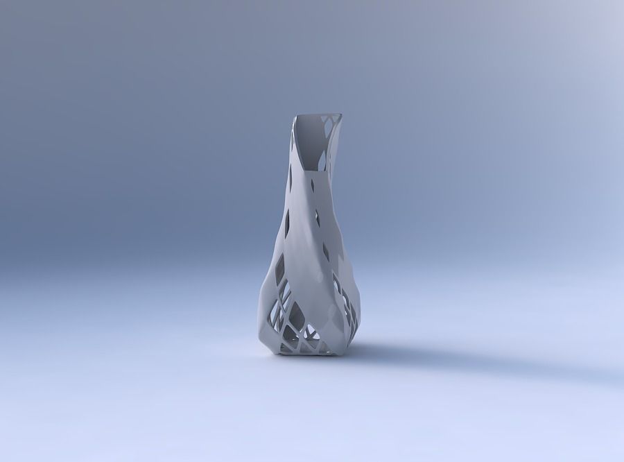 Vase twisted top bent quadratic 2 with diagonal grid lattice 2 3D print model_4
