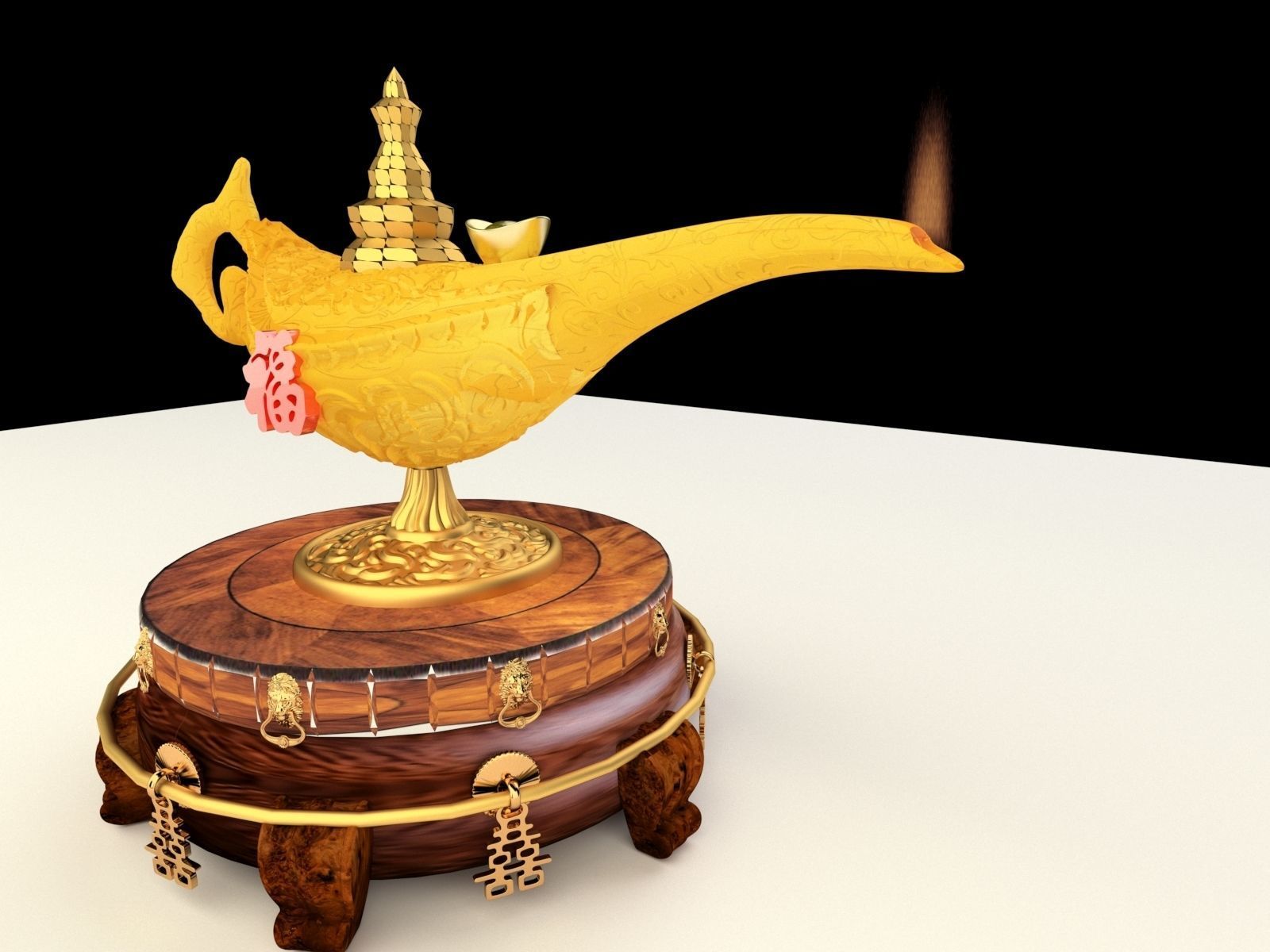 Chinese magic lamp with yuanbao 3D model_4