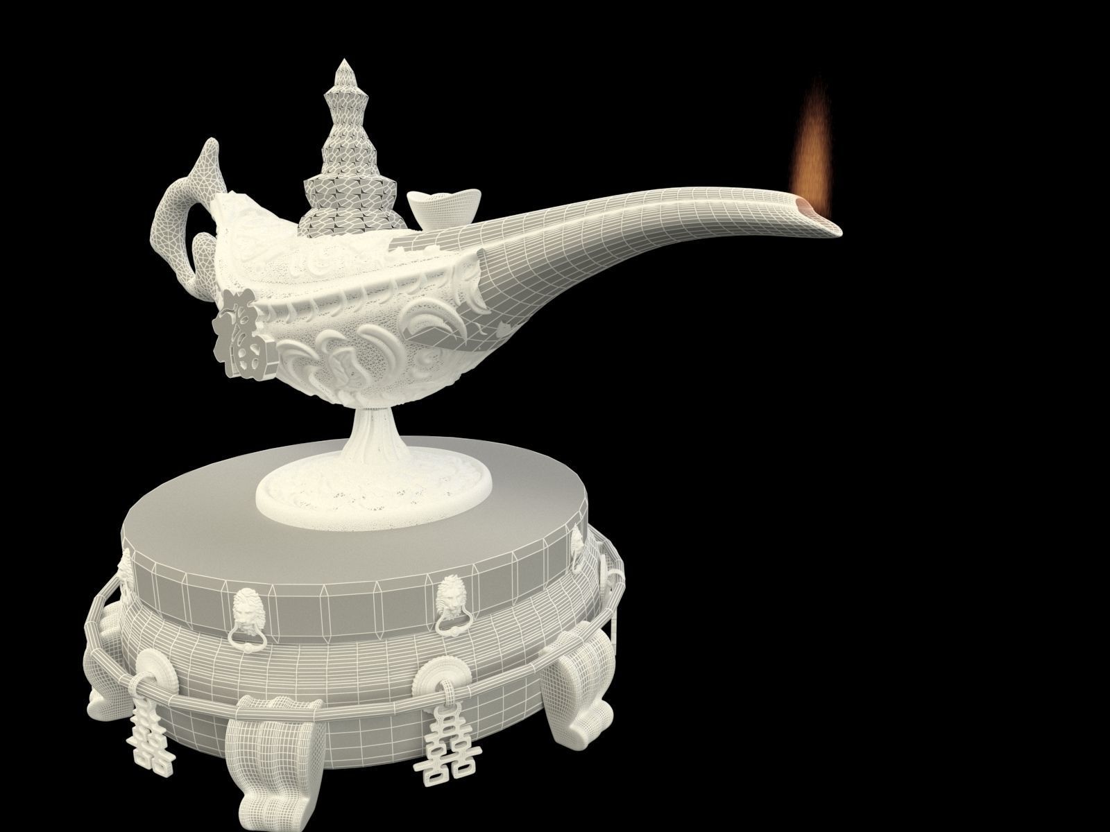 Chinese magic lamp with yuanbao 3D model_7