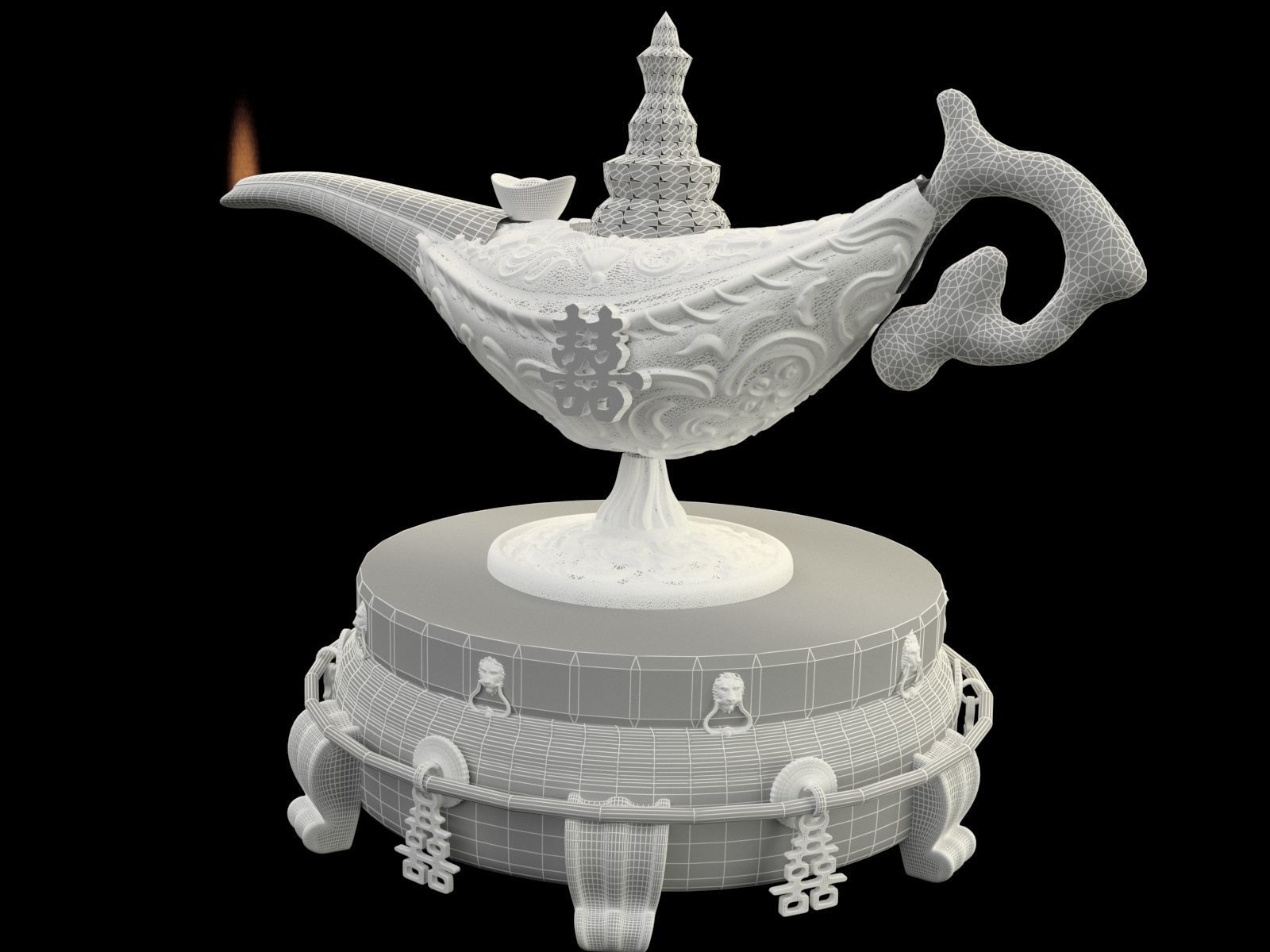 Chinese magic lamp with yuanbao 3D model_6