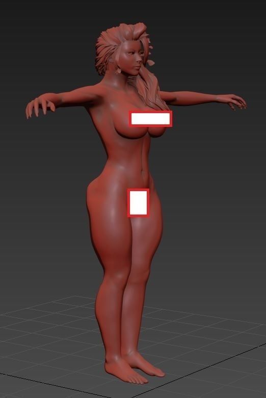 Blonde Woman Naked 3D model_3