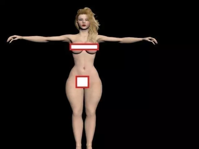 Blonde Woman Naked 3D model_0