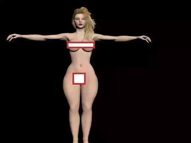 Blonde Woman Naked 3D model