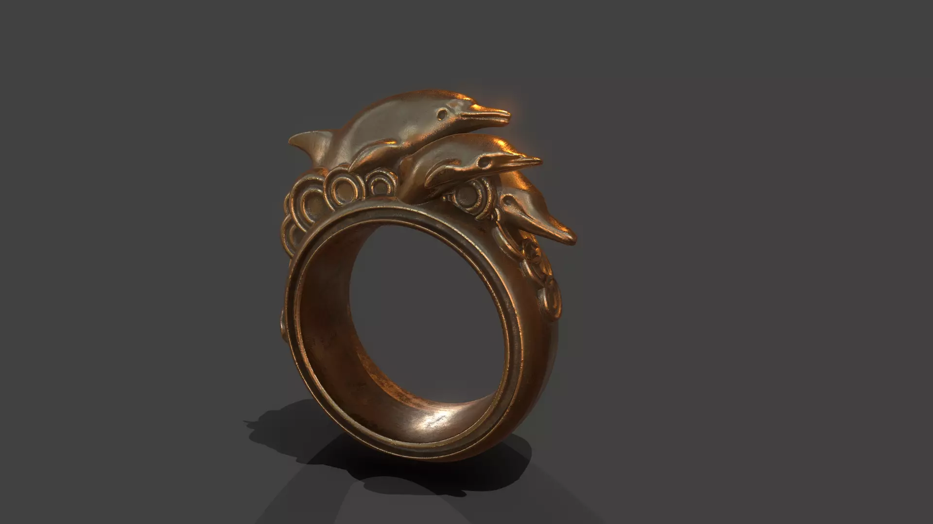 Dolphins ring 3D print model_0