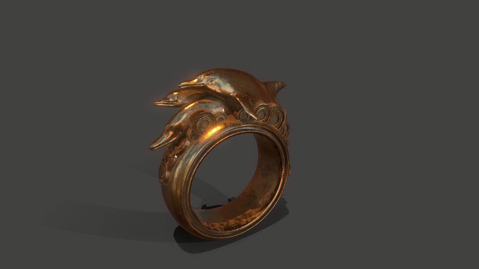 Dolphins ring 3D print model_2