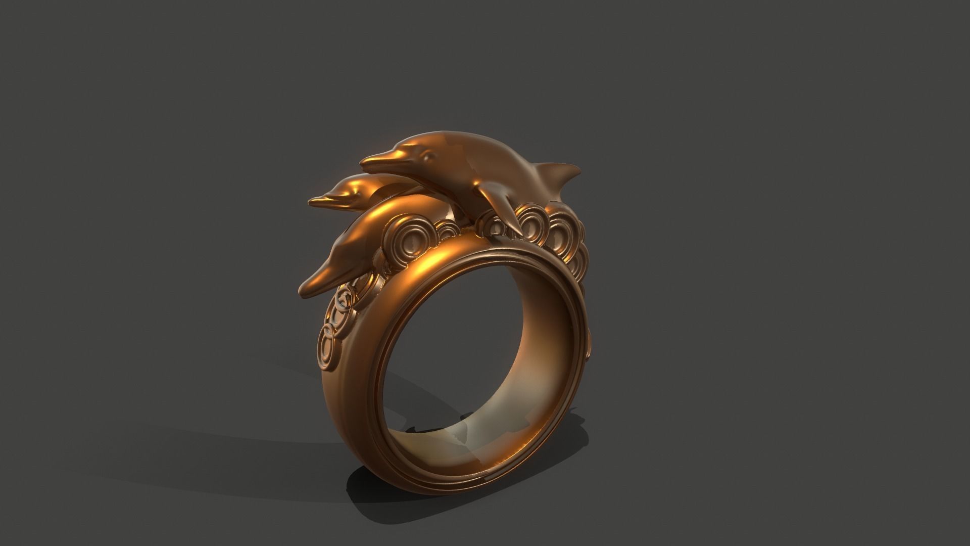 Dolphins ring 3D print model_3