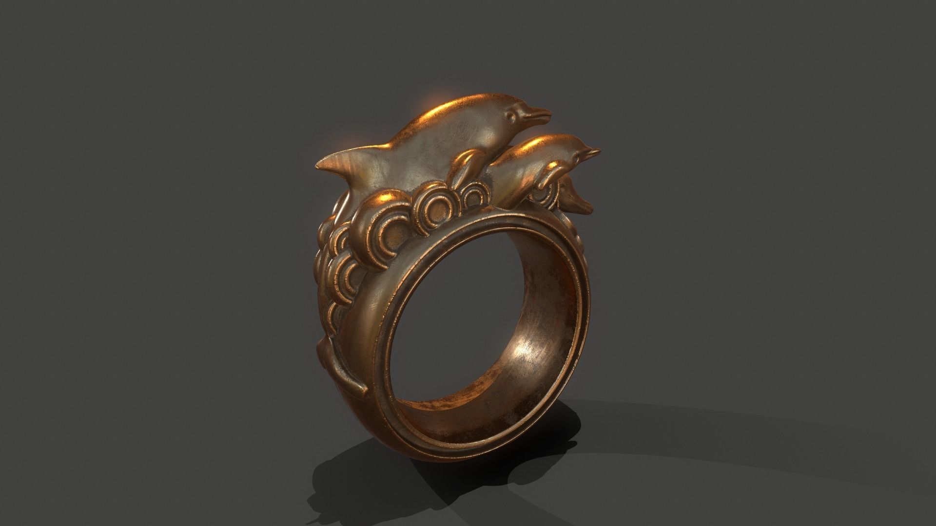Dolphins ring 3D print model_5