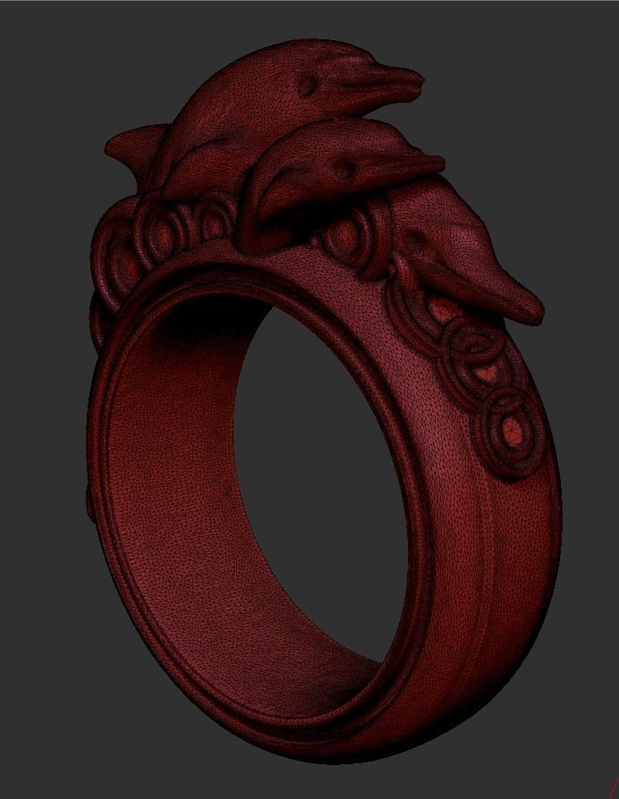Dolphins ring 3D print model_1