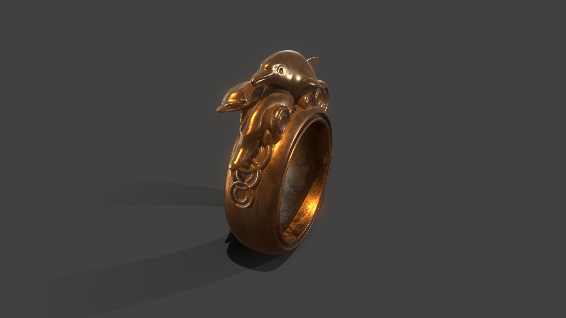 Dolphins ring 3D print model_4