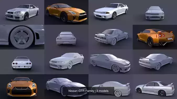 Nissan GTR Family 3D Model Collection