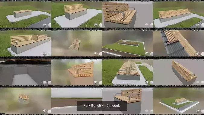Park Bench 4 3D Model Collection